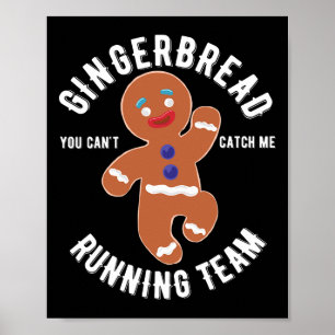 Gingerbread Running Team Fun Gingerbread Kerstmis Poster