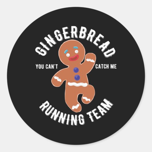 Gingerbread Running Team Fun Gingerbread Kerstmis Ronde Sticker (Voorkant)