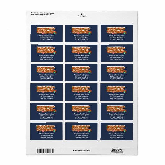 Gingerbread RV Klasse C Camper Kerstmis Etiket (Full Sheet)