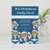 Gingerbread Santa Blue | Kerstfeest Kaart (Staand voorkant)