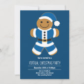 Gingerbread Santa Blue Virtual Christmas Party Kaart (Voorkant)