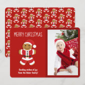 Gingerbread Santa Foto Kerstmis Platte Kaart (Voorkant / Achterkant)