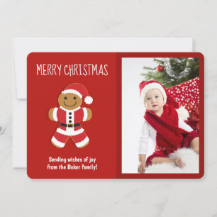 Gingerbread Santa Foto Kerstmis Platte Kaart
