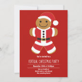 Gingerbread Santa Red Virtual Christmas Party Kaart (Voorkant)