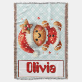 Gingerbread Santa Throw Blanket Deken (Voorkant Verticaal)