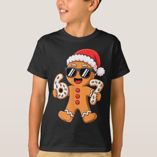 Gingerbread Santa With Sungles Holding 67 Cookies  T-shirt (Voorkant)