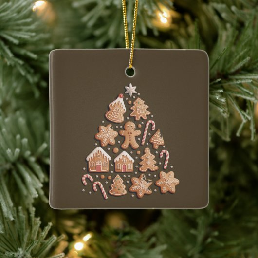 Gingerbread Schattigee kerstboom winterbakker Keramisch Ornament (Boom)