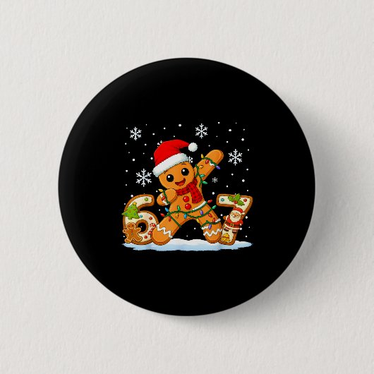 Gingerbread Six Seven 67 Meme 6 7 Funny Christmas Ronde Button 5,7 Cm (Voorkant)
