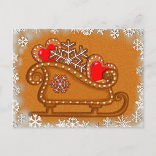 GINGERBREAD SLEIGH & COOKIES DOOR SHARON SHARPE BRIEFKAART