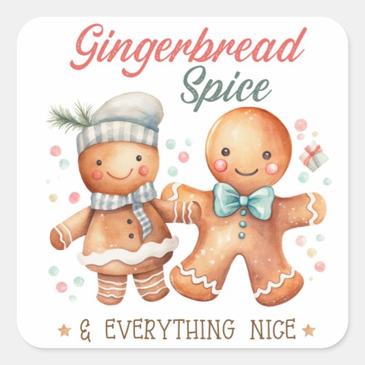 Gingerbread Spice en alles Mooi Vierkante Sticker (Voorkant)