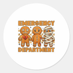 Gingerbread Spoedeisende Hulp Kerstverpleegster D Ronde Sticker
