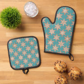 Gingerbread Stars Christmas (Green) Ovenwant & Pannenlap Set (Top down)