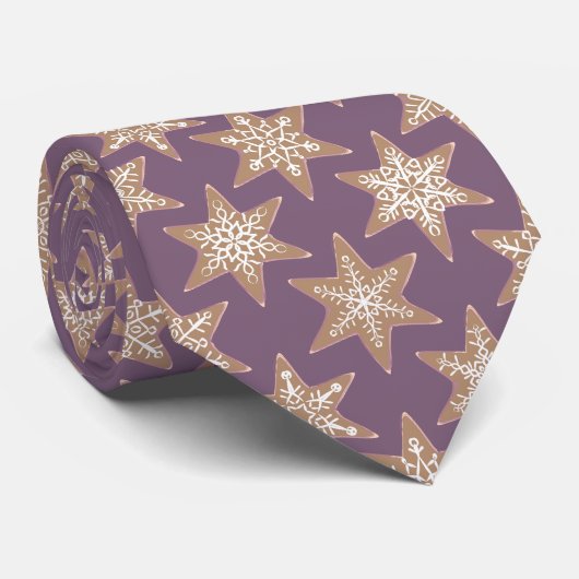 Gingerbread Stars Spiced Plum Neck Tie Stropdas (Opgerold)