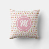 Gingerbread & Sugarplum Roze Monogram Patroon Kussen (Achterkant)