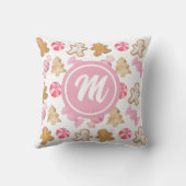 Gingerbread & Sugarplum Roze Monogram Patroon Kussen (Achterkant)