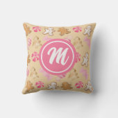 Gingerbread & Sugarplum Roze Monogram Patroon Kussen (Achterkant)