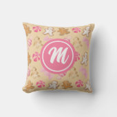 Gingerbread & Sugarplum Roze Monogram Patroon Kussen (Voorkant)
