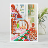 GINGERBREAD SURPRISE 5.5x7.5 Carte de Noël plate (Debout devant)