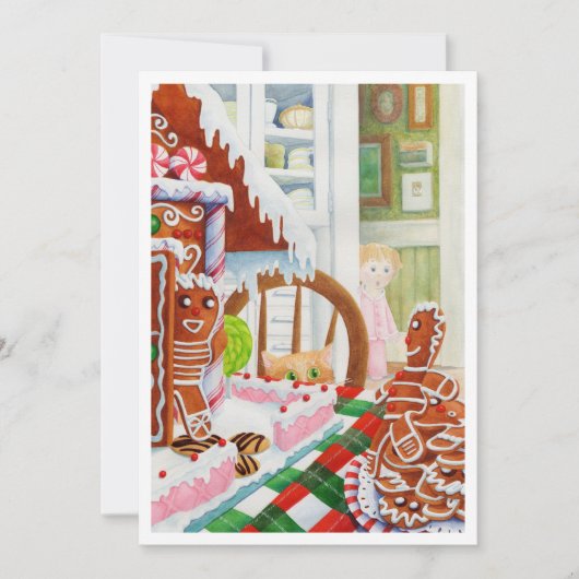 GINGERBREAD SURPRISE 5x7 Carte de Noël plat (Devant)