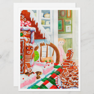 GINGERBREAD SURPRISE 6.5x8.75 Carte de Noël plate