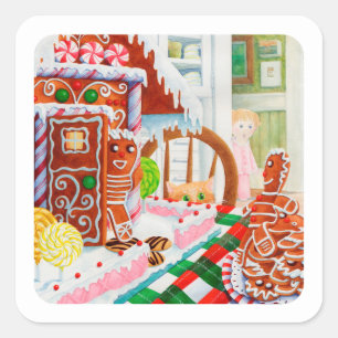 GINGERBREAD SURPRISE Petits Stickers Carré