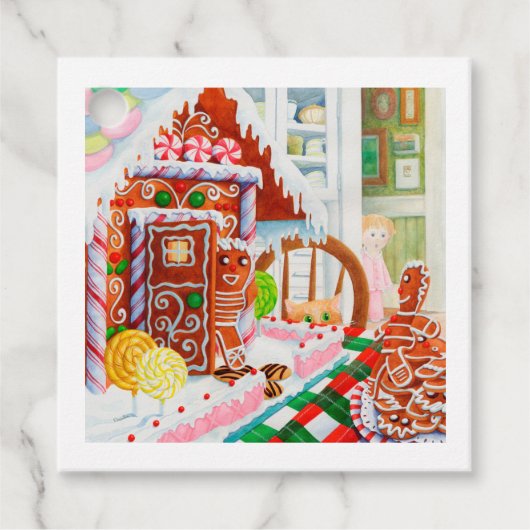 GINGERBREAD SURPRISE Square Cadeau Labels (Voorkant)