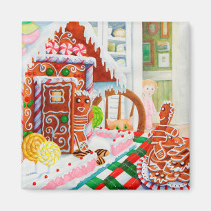 GINGERBREAD SURPRISE Square Magnet Magneet