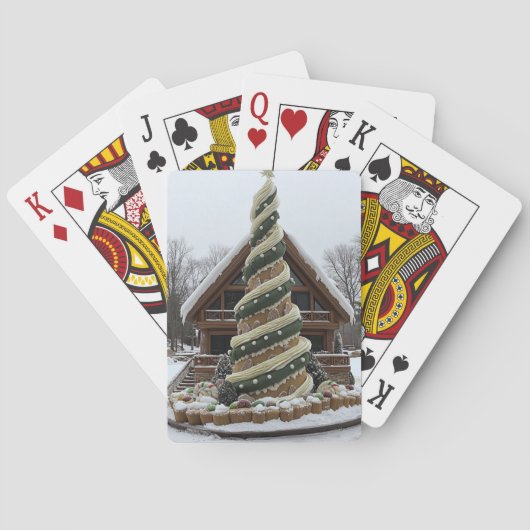 Gingerbread Swirl Christmas Tree Playing Cards Pokerkaarten (Achterkant)