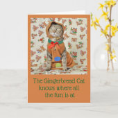 Gingerbread Tabby Cat Christmas Kaart (Gele Bloem)