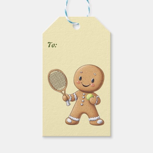 Gingerbread Tennis Grand Slam 🎾🎄aangepaste tekst Cadeaulabel (Voorkant)
