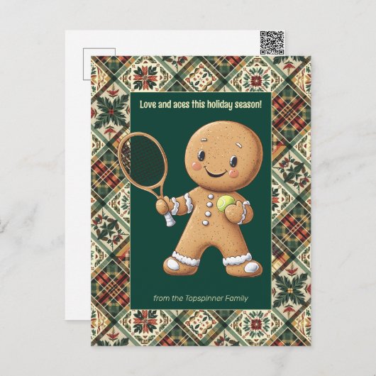 Gingerbread Tennis Grand Slam 🎾🎄aangepaste tekst Feestdagenkaart (Voorkant / Achterkant)
