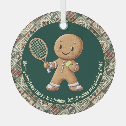 Gingerbread Tennis Grand Slam 🎾🎄aangepaste tekst Glas Ornament (Voorkant)