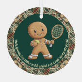Gingerbread Tennis Grand Slam 🎾🎄aangepaste tekst Glas Ornament (Achterkant)