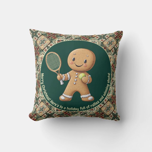 Gingerbread Tennis Grand Slam 🎾🎄aangepaste tekst Kussen (Voorkant)