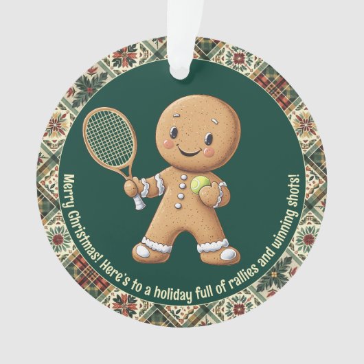 Gingerbread Tennis Grand Slam 🎾🎄aangepaste tekst Ornament (voorkant)