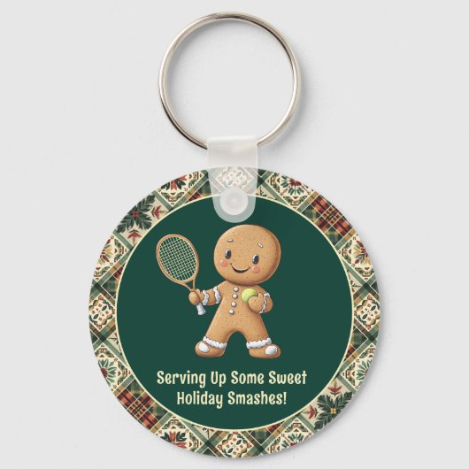 Gingerbread Tennis Grand Slam 🎾🎄aangepaste tekst Sleutelhanger (Voorkant)
