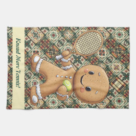 Gingerbread Tennis Grand Slam 🎾🎄aangepaste tekst Theedoek