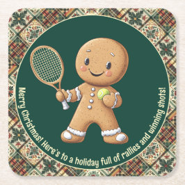 Gingerbread Tennis Grand Slam 🎾🎄aangepaste tekst Vierkante Kartonnen Onderzetter
