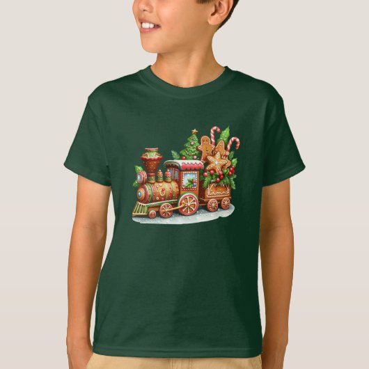 Gingerbread Train Holiday Boys T-shirt (Voorkant)