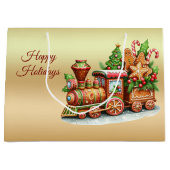 Gingerbread Train Holiday Gift Bag Groot Cadeauzakje (Voorkant)