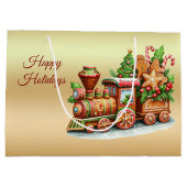 Gingerbread Train Holiday Gift Bag Groot Cadeauzakje (Achterkant)