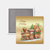 Gingerbread Train Holiday Magnet Magneet (Voorkant / Achterkant)
