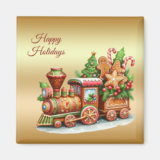 Gingerbread Train Holiday Magnet Magneet (Voorkant)