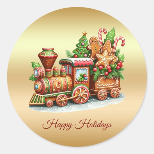 Gingerbread Train Holiday Sticker (Voorkant)