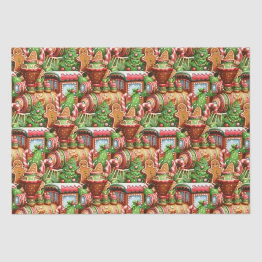 Gingerbread Train Holiday Tissue Paper Tissuepapier (Voorkant)
