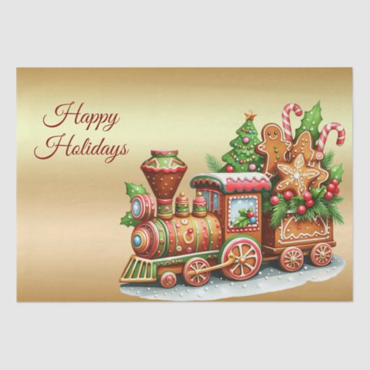 Gingerbread Train Holiday Tissue Paper Tissuepapier (Voorkant)
