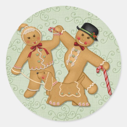 Gingerbread Trio 2 Ronde Sticker (Voorkant)