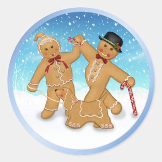 Gingerbread Trio Ronde Sticker (Voorkant)
