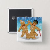 Gingerbread Trio Vierkante Button 5,1 Cm (Voorkant /achterkant)