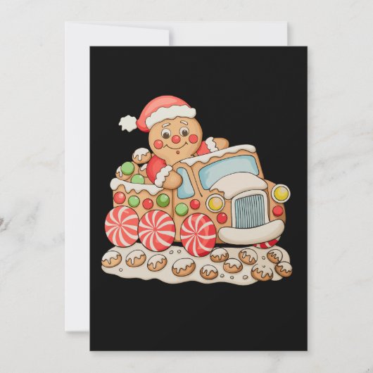 Gingerbread Truck Grappig Kerstbakgezin Feestdagenkaart (Voorkant)